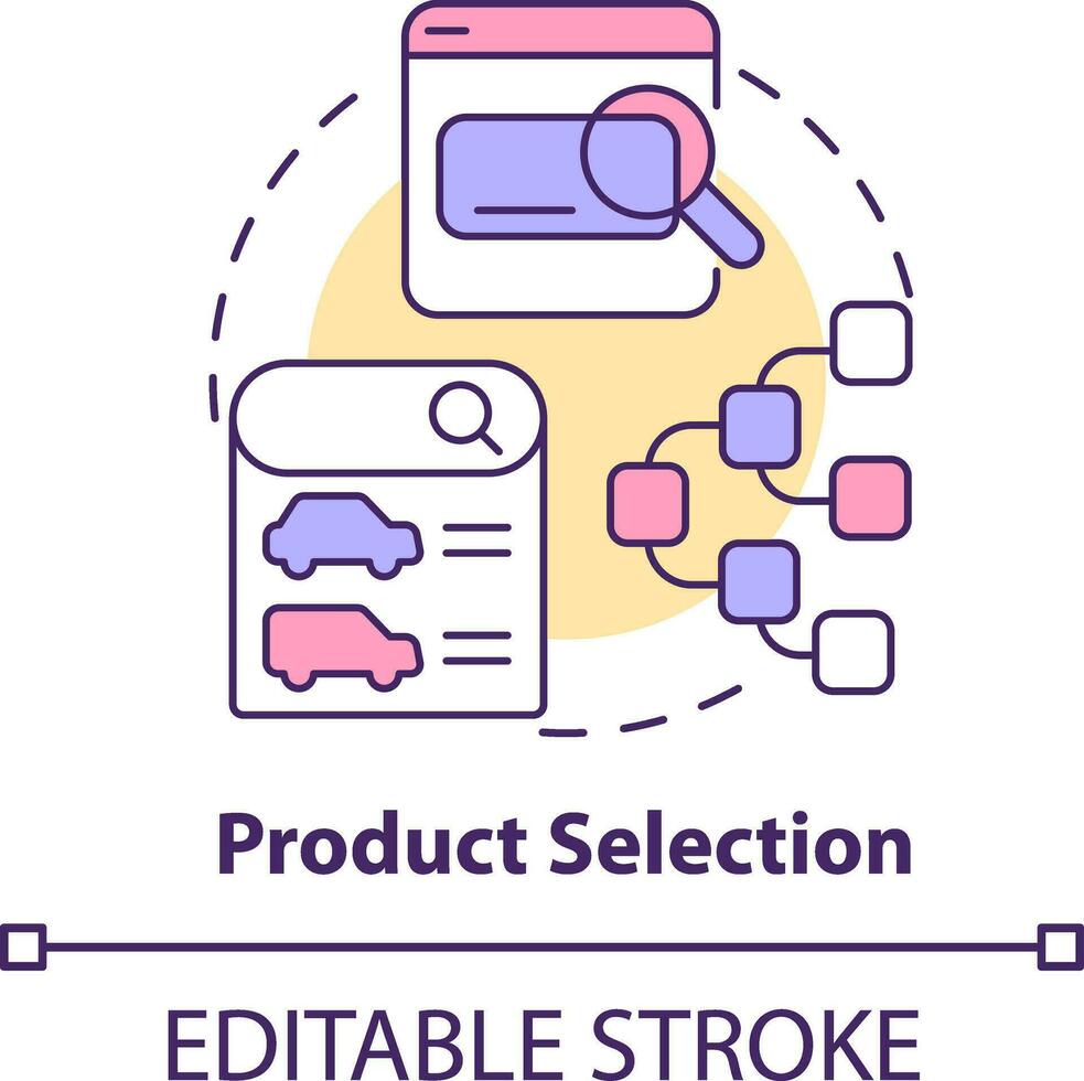 Product selection concept icon. Customer requirement from ecommerce abstract idea thin line illustration. Isolated outline drawing. Editable stroke vector