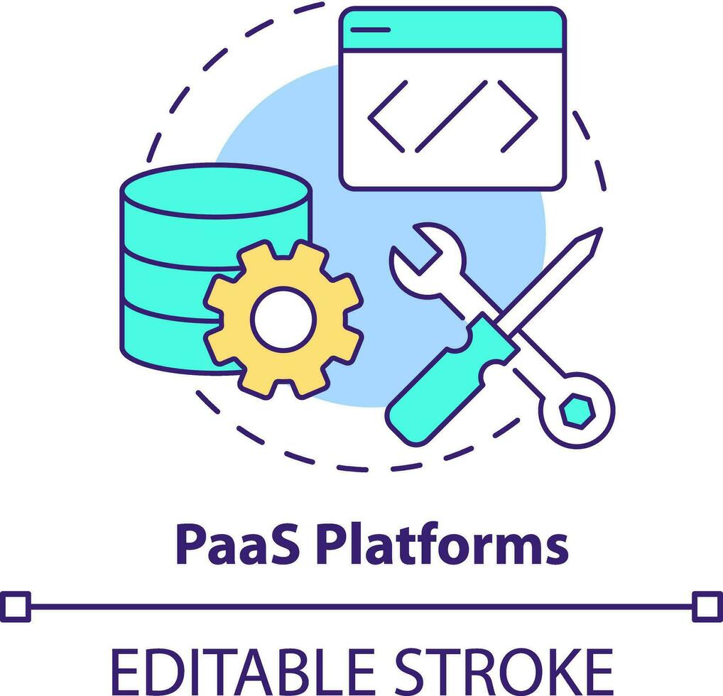 PaaS platforms concept icon. Platform as service. Type of ecommerce platform abstract idea thin line illustration. Isolated outline drawing. Editable stroke vector