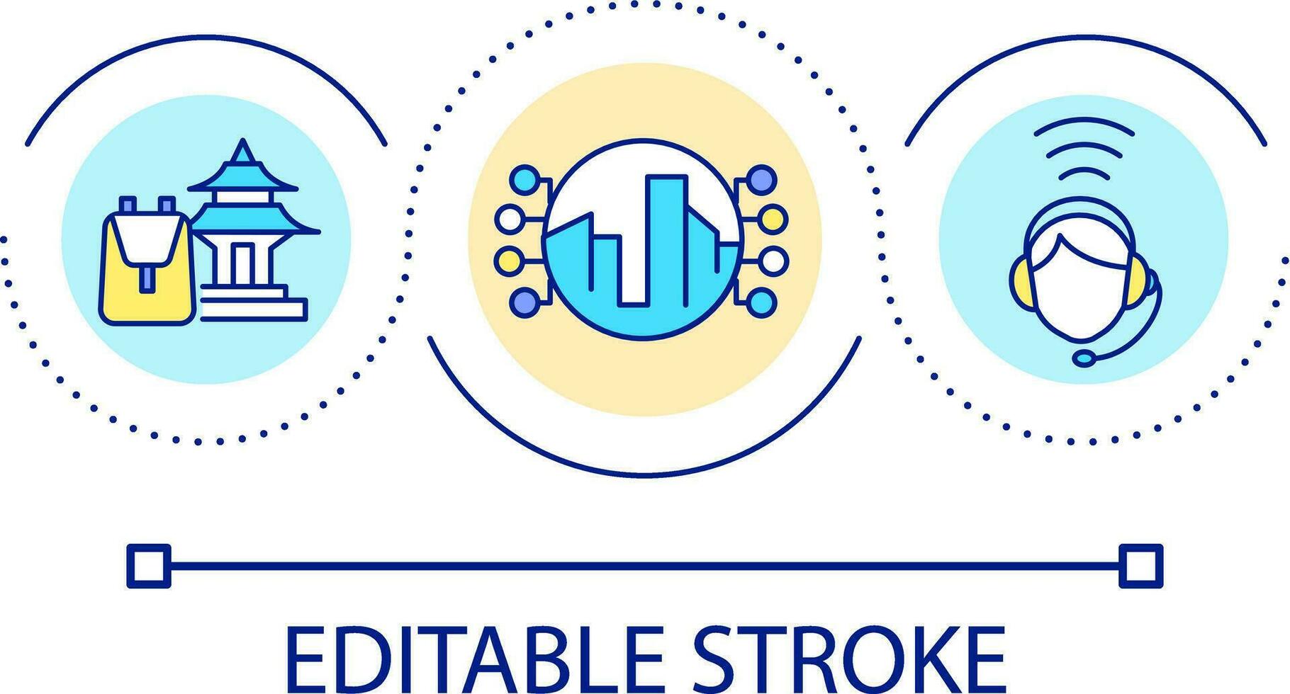 Support service for tourists loop concept icon. Assistance in foreign countries. Safe journey abstract idea thin line illustration. Isolated outline drawing. Editable stroke vector