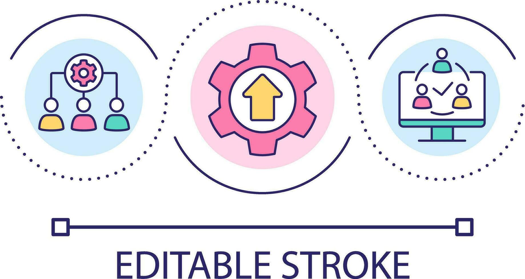 Improving team spirit loop concept icon. Employees connection and productivity. Business abstract idea thin line illustration. Isolated outline drawing. Editable stroke vector