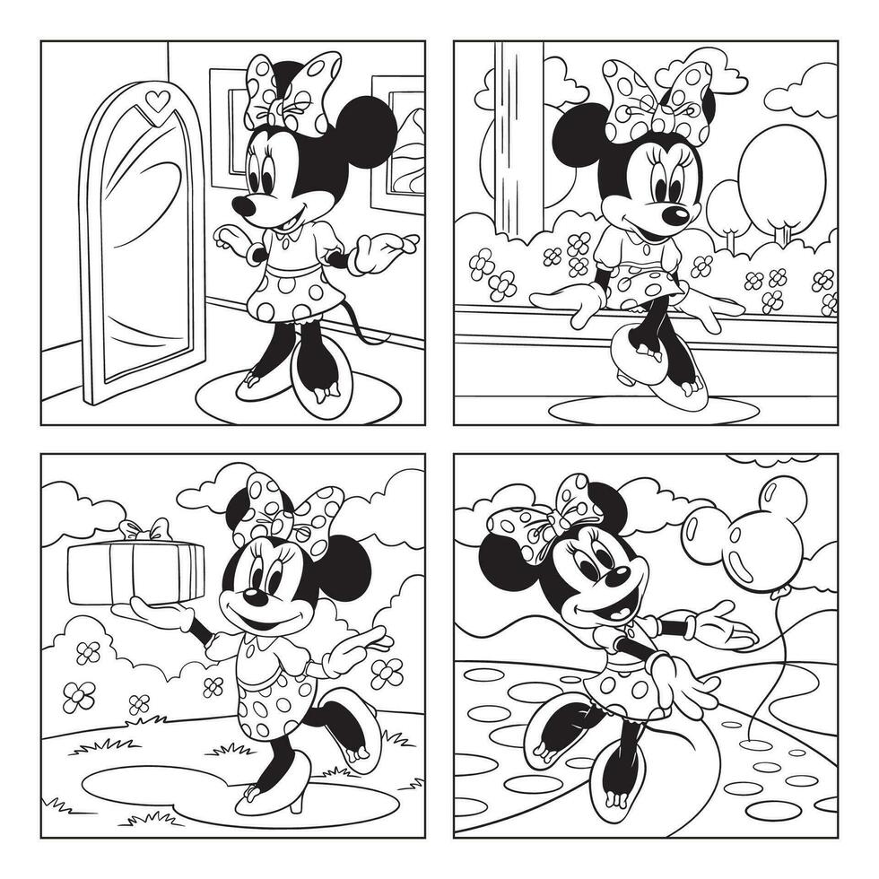 Cute Beautiful Mouse Children Coloring Book vector