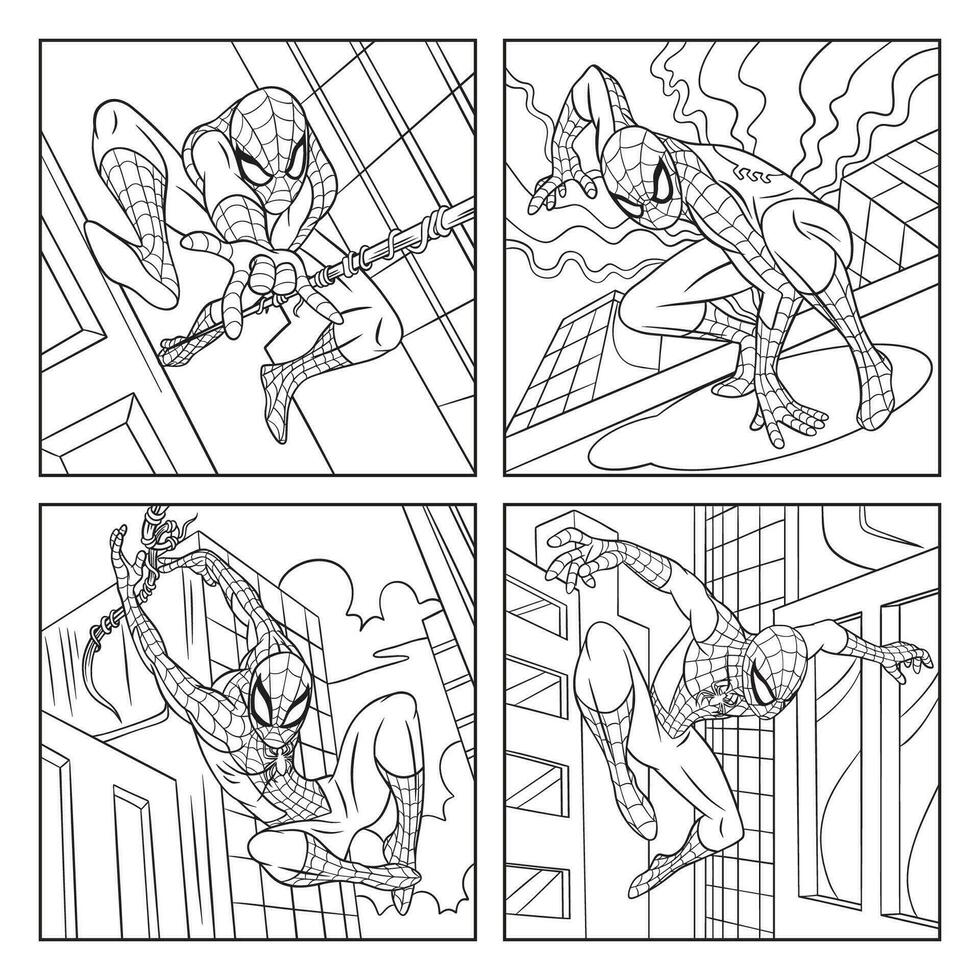 Spider Superhero Children Coloring Book vector