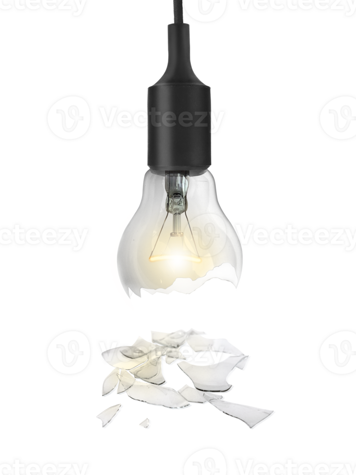 Broken light bulb, transparent background png