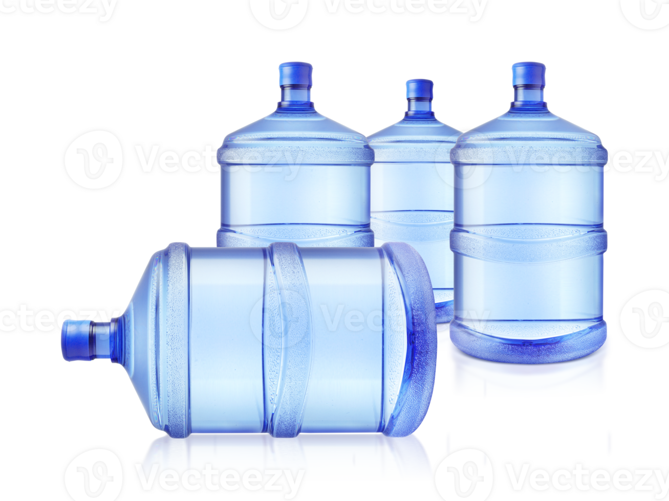 Four big bottles of water. transparent background png