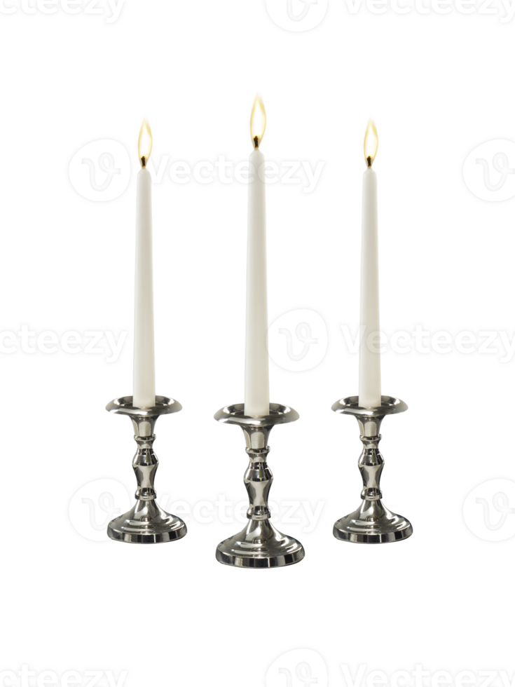 Candle on candlestick, transparent background png