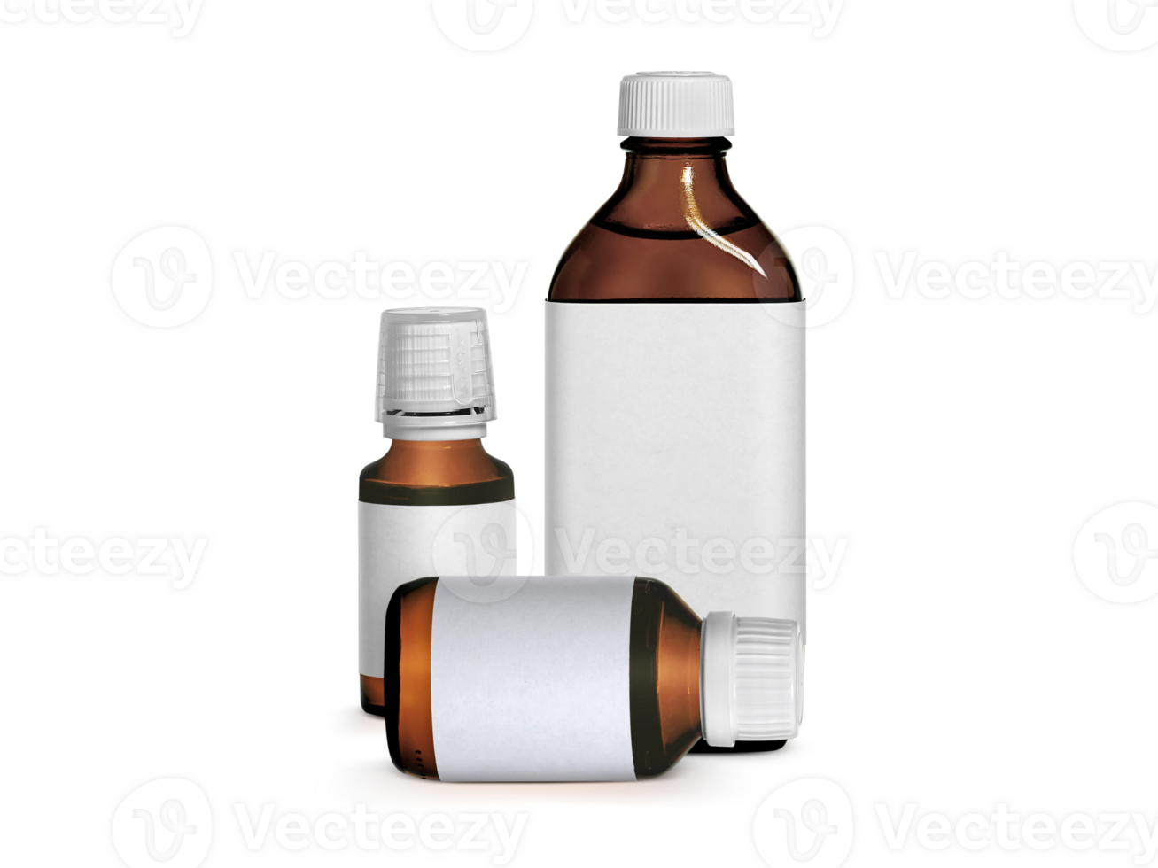 brown medicine bottle with label. transparent background png