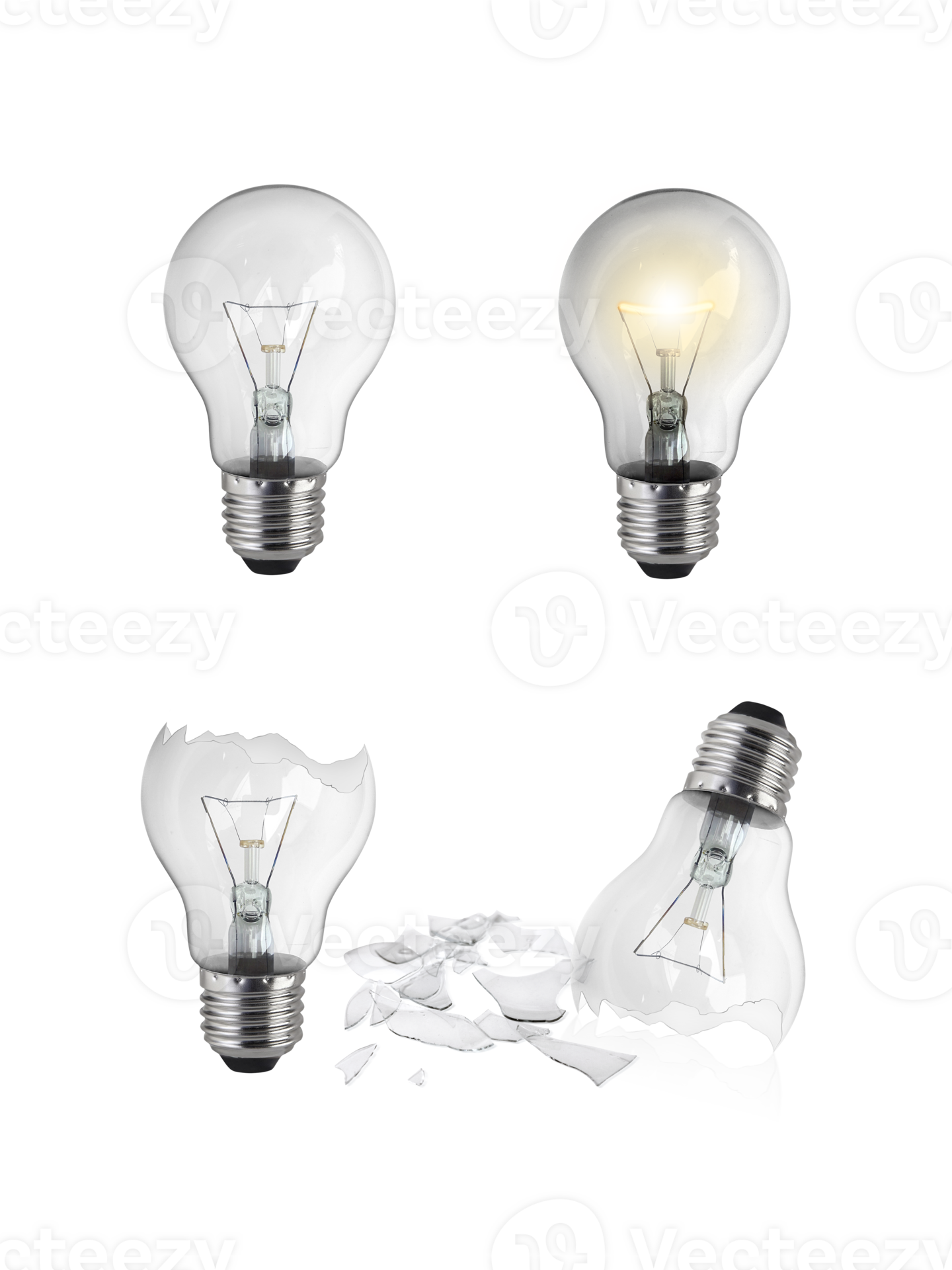 Broken light bulb, transparent background 24850520 PNG