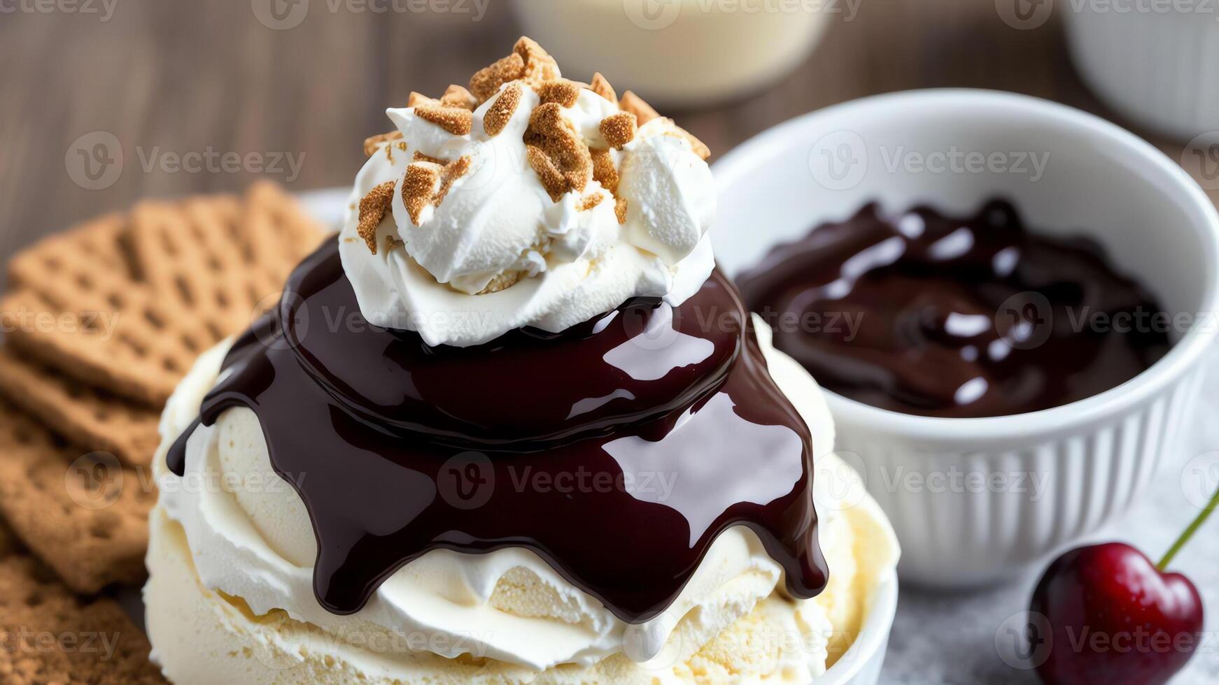 Whipped Cream Canister The Perfect Addition to Your Hot Fudge Sundae. . photo