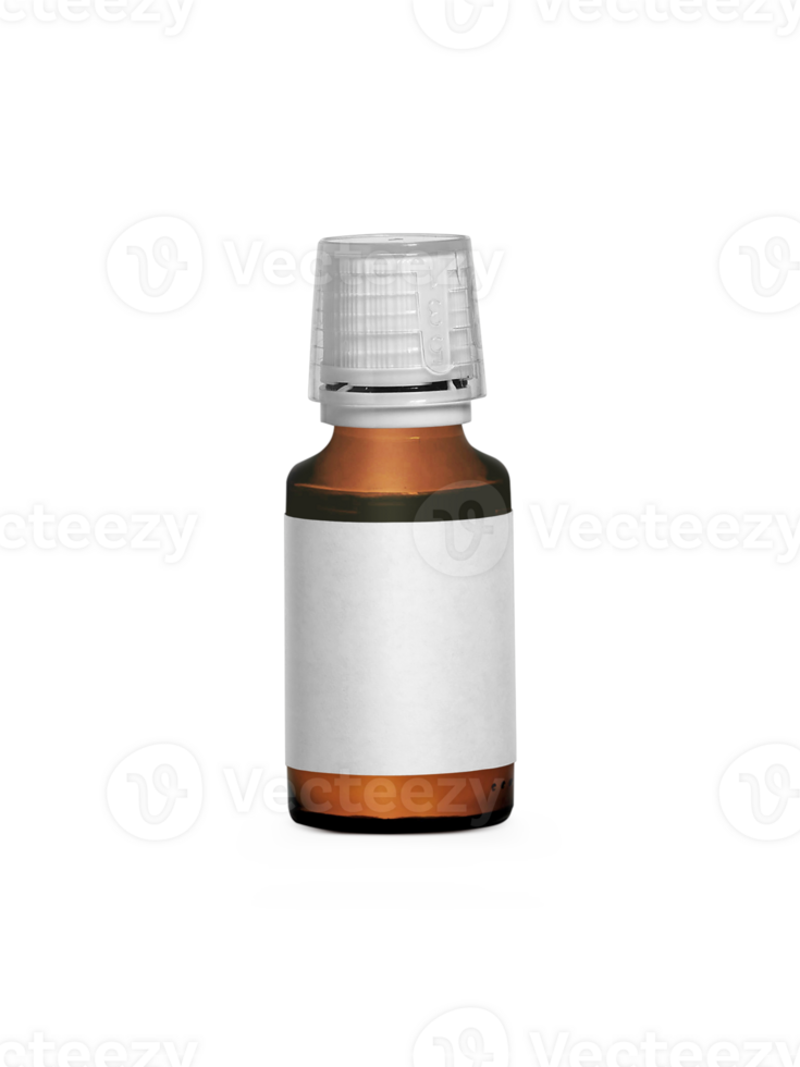 Brown medicine bottle with label, transparent background 24850749 PNG