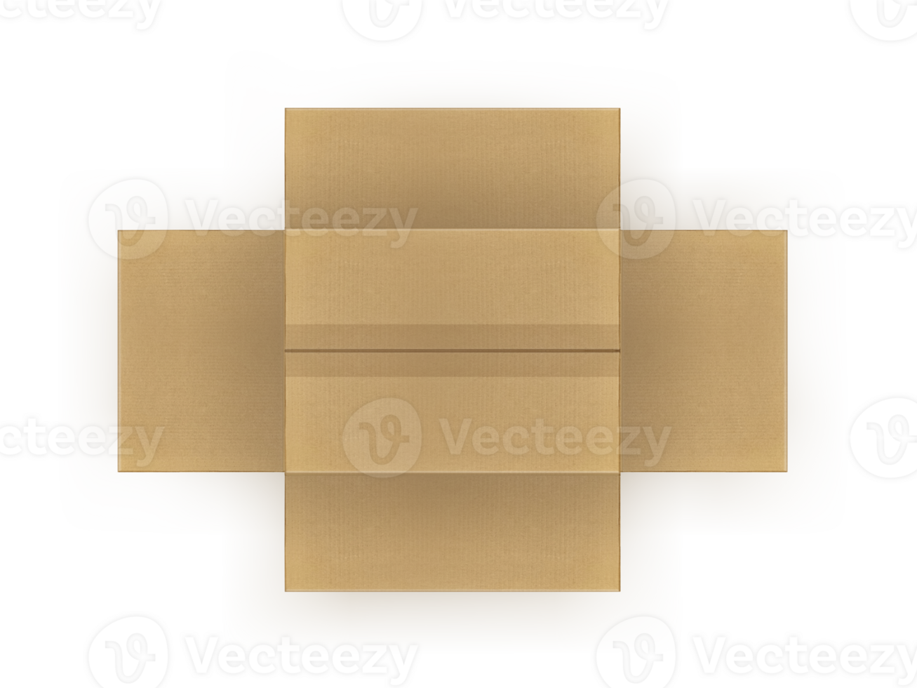 Opened cardboard package box upside down, transparent background png