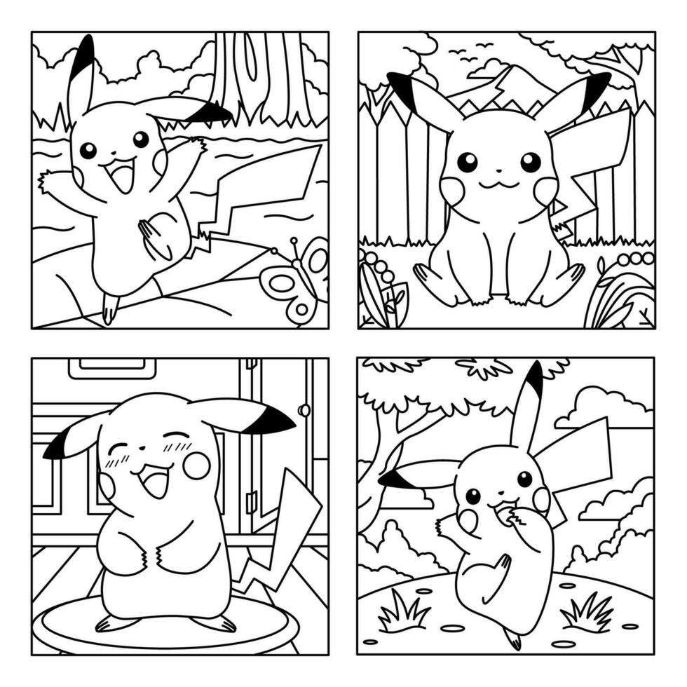 Yellow Mouse in Coloring Book Pages vector