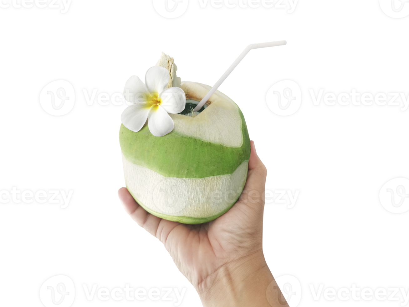 Male hand with a coconut, transparent background png