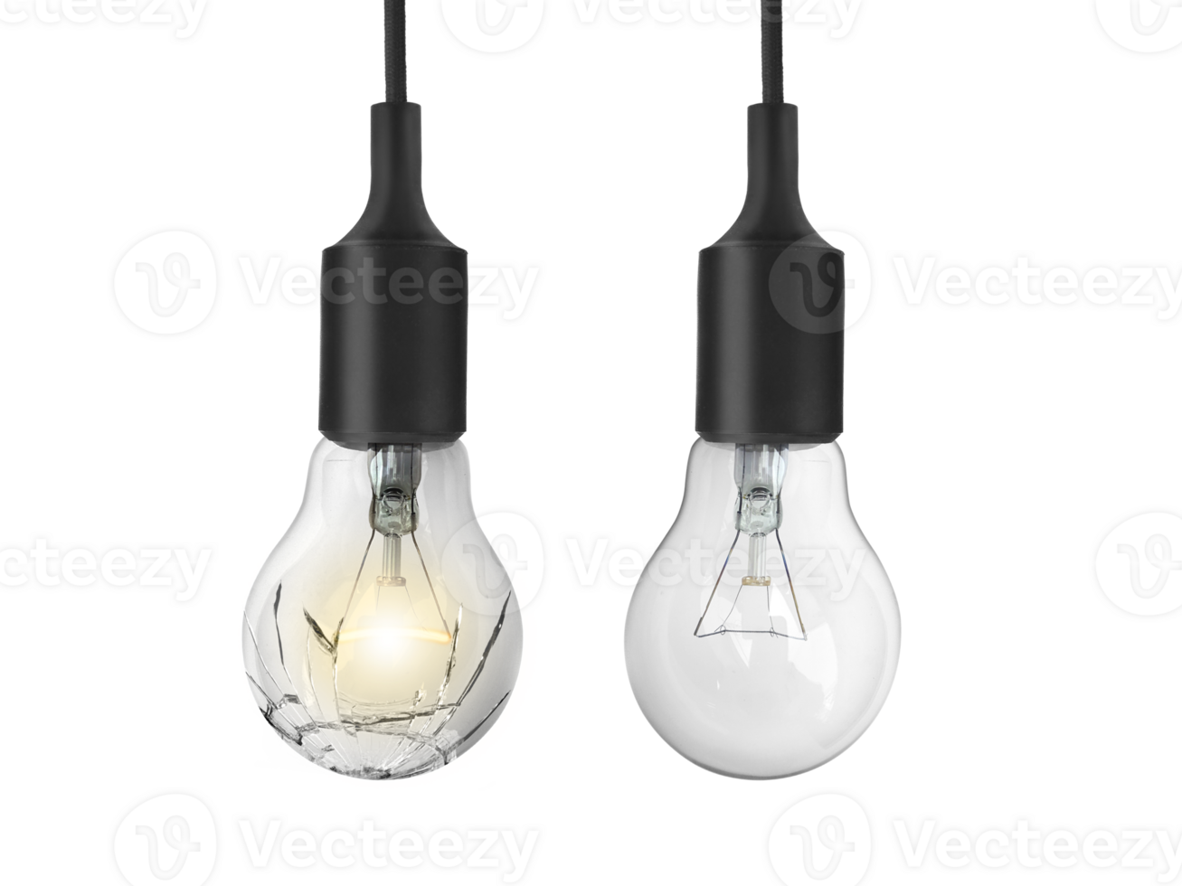 Broken light bulb, transparent background png