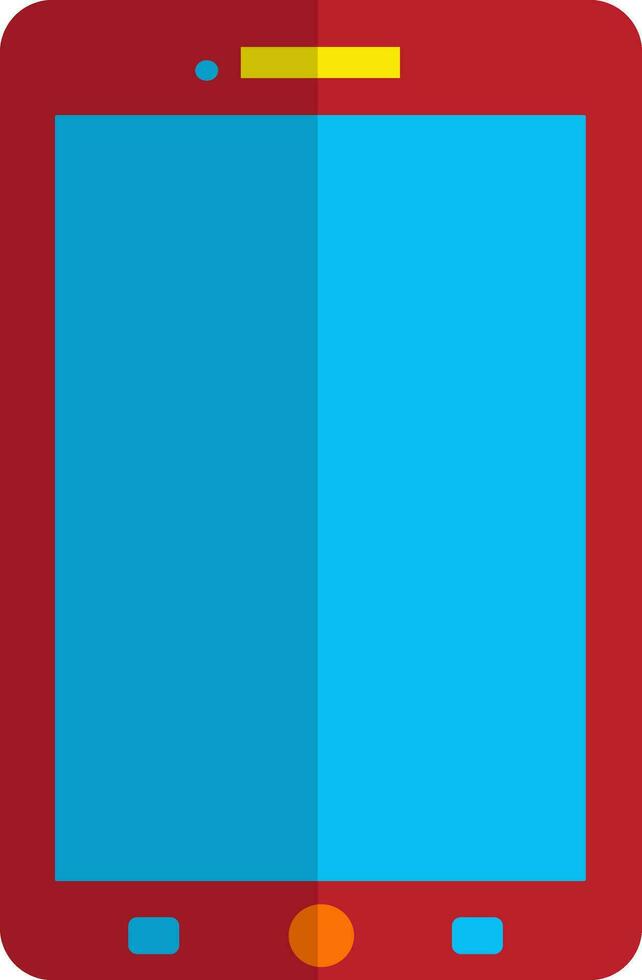 Red and blue smartphone in flat style. vector