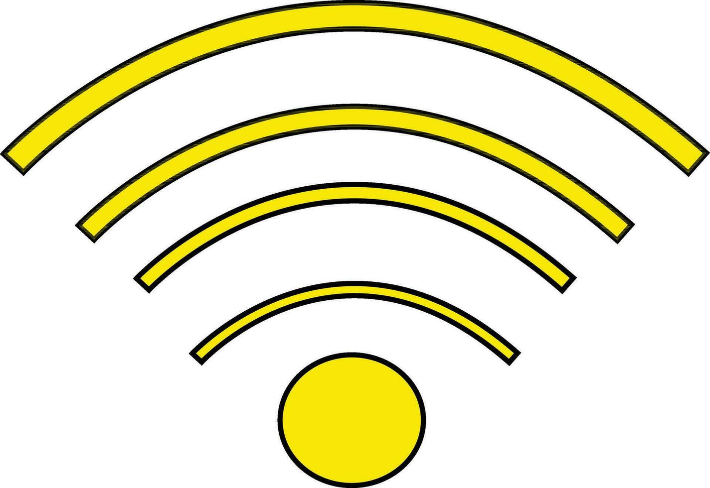 Black line art wireless sign in yellow color. vector