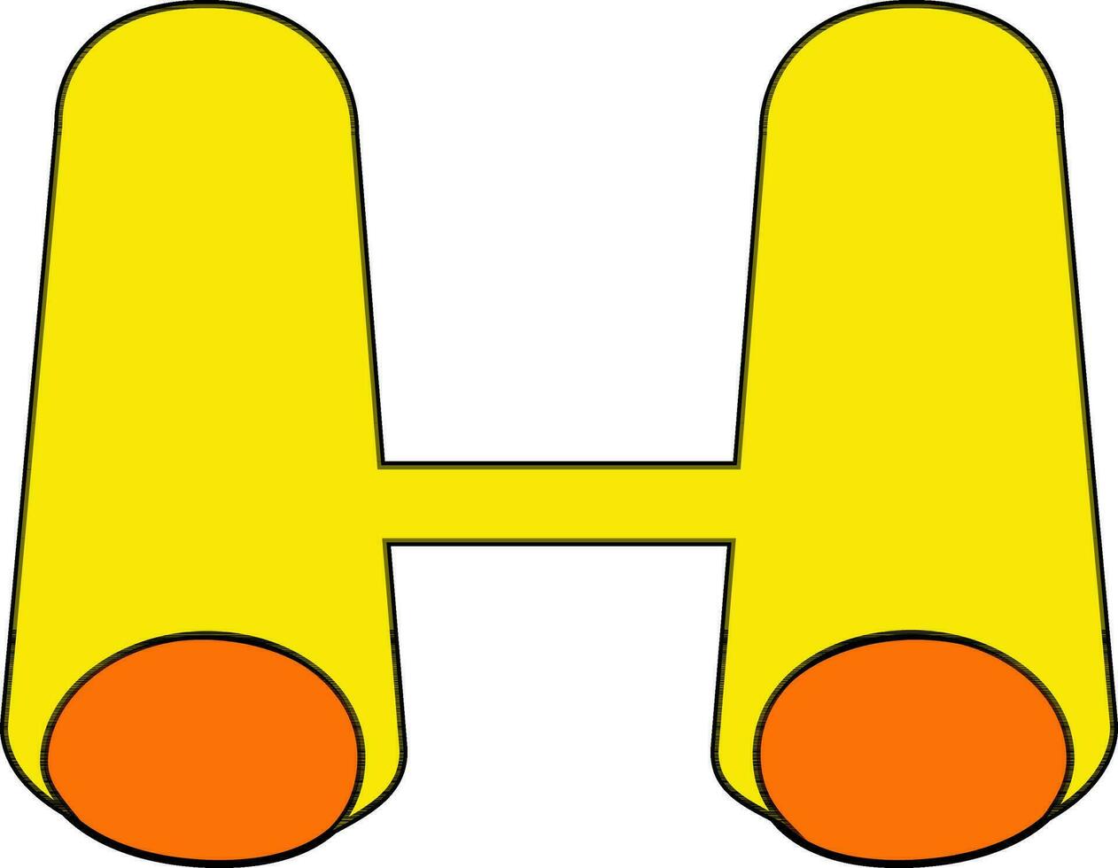 Yellow and orange binocular in black line art. vector