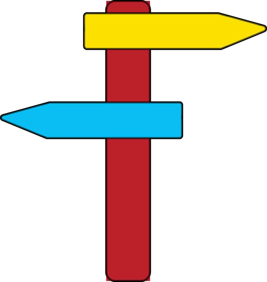 Blank direction board in red and yellow, blue color. vector