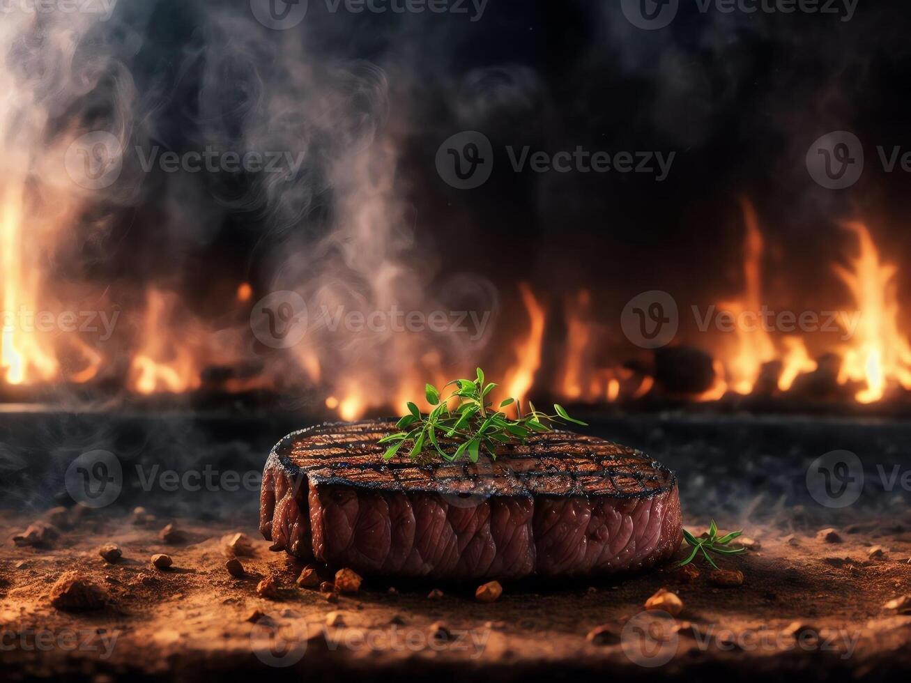 Sizzling Steak on the Grill . . photo