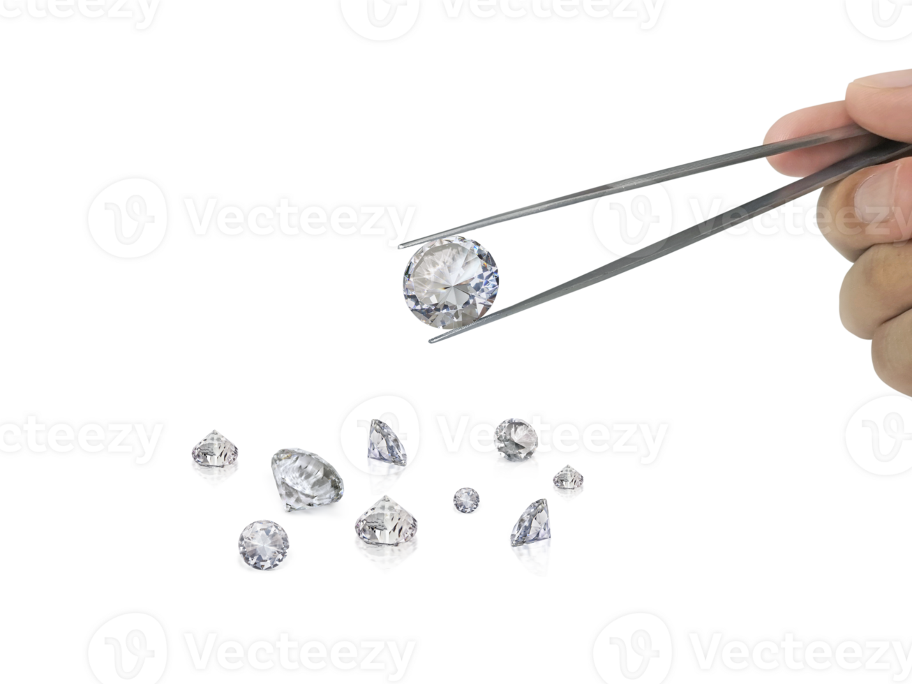 Select cut diamond in diamond tweezers, transparent background 24851136 PNG