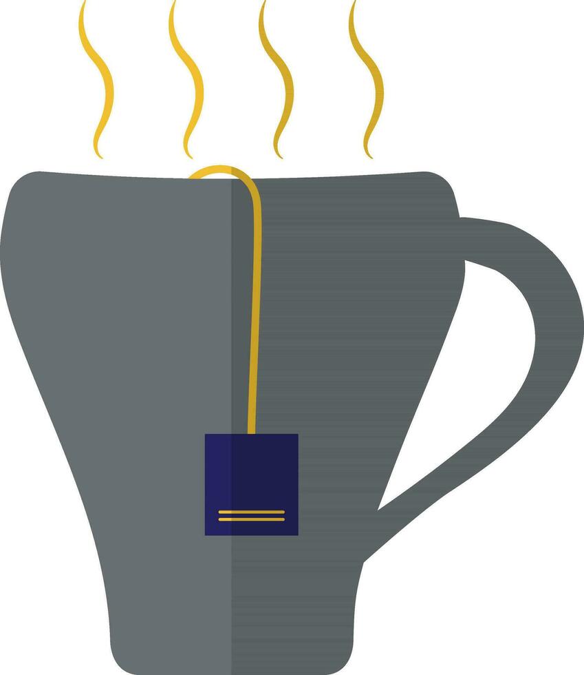 Hot tea bag in mug. vector