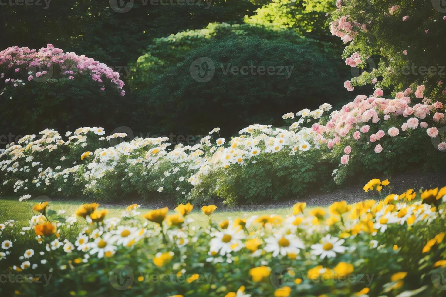 Impression of Harmony in Bloom Beautiful Bouquet of Roses Lilies and Daisies . . photo