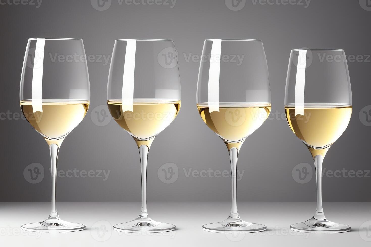 aumento un vaso un colección de elegante blanco vino lentes. ai generado. foto