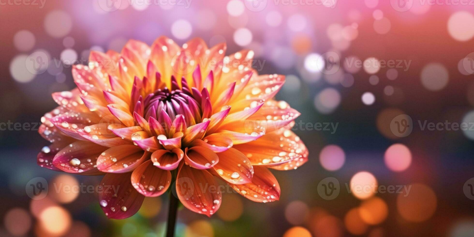 Dahlia flower, copy space blurred background, Generative AI photo