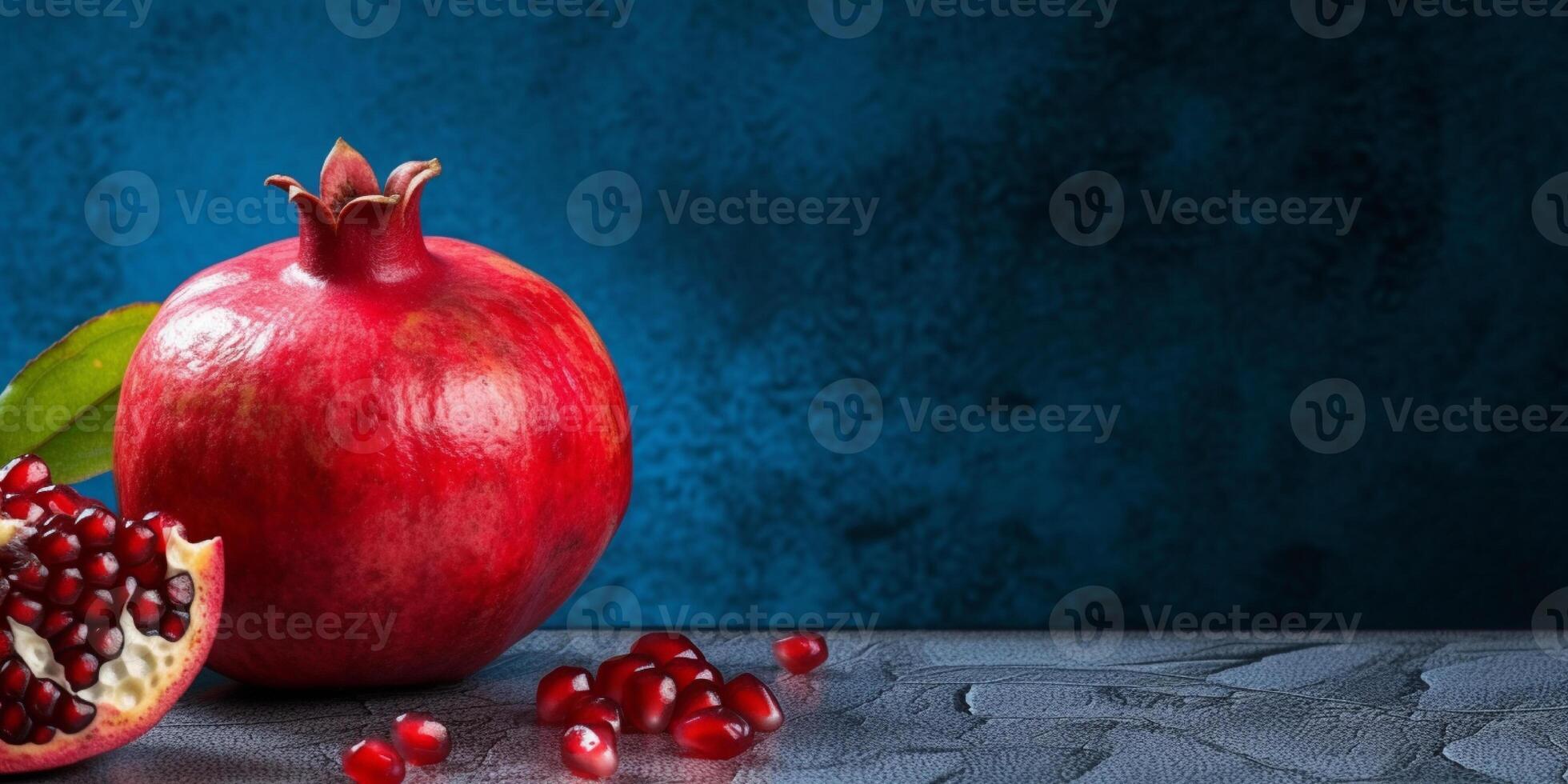Exploring the health benefits of fresh pomegranate fruit copy space background, photo