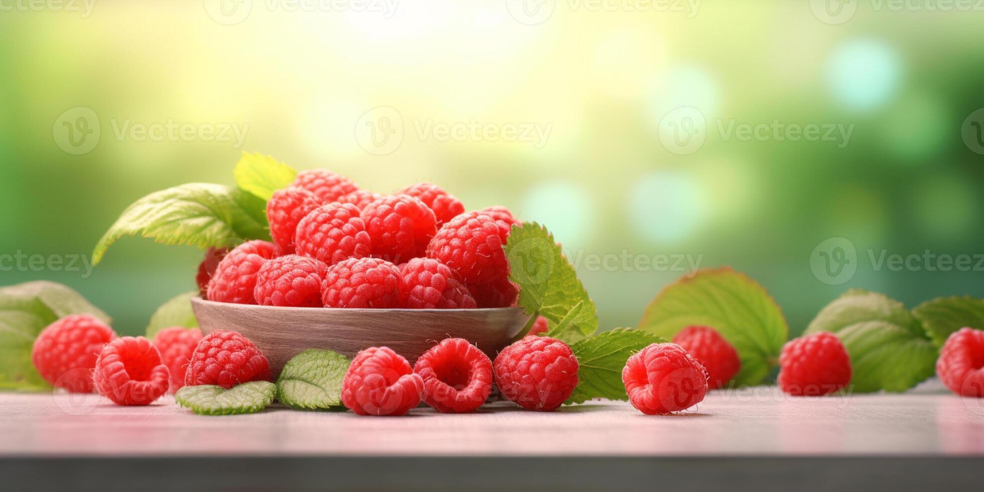 Red Raspberry organic fruit copy space background, photo