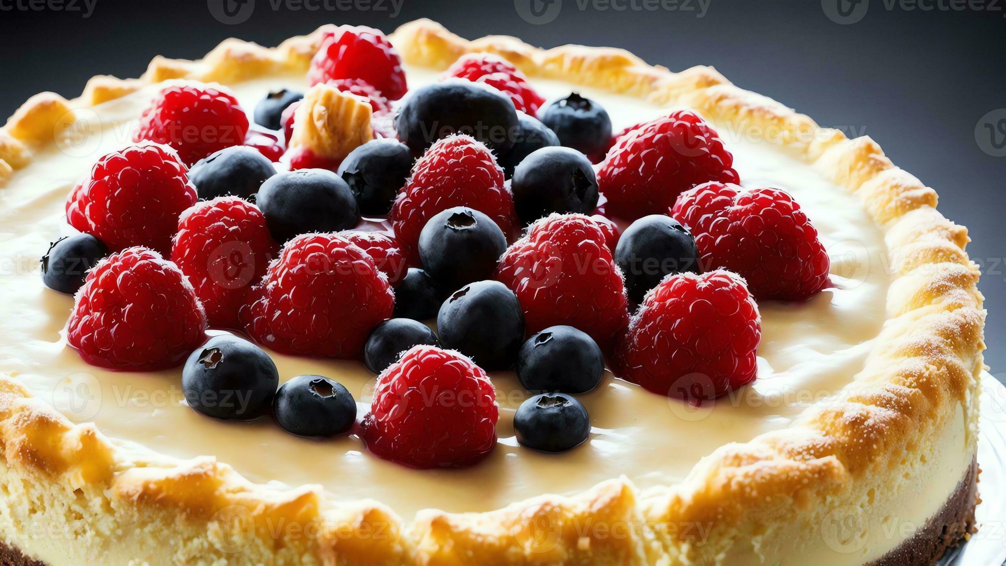Fresh Berries and Creamy Cheesecake for National Cheesecake Day. AI