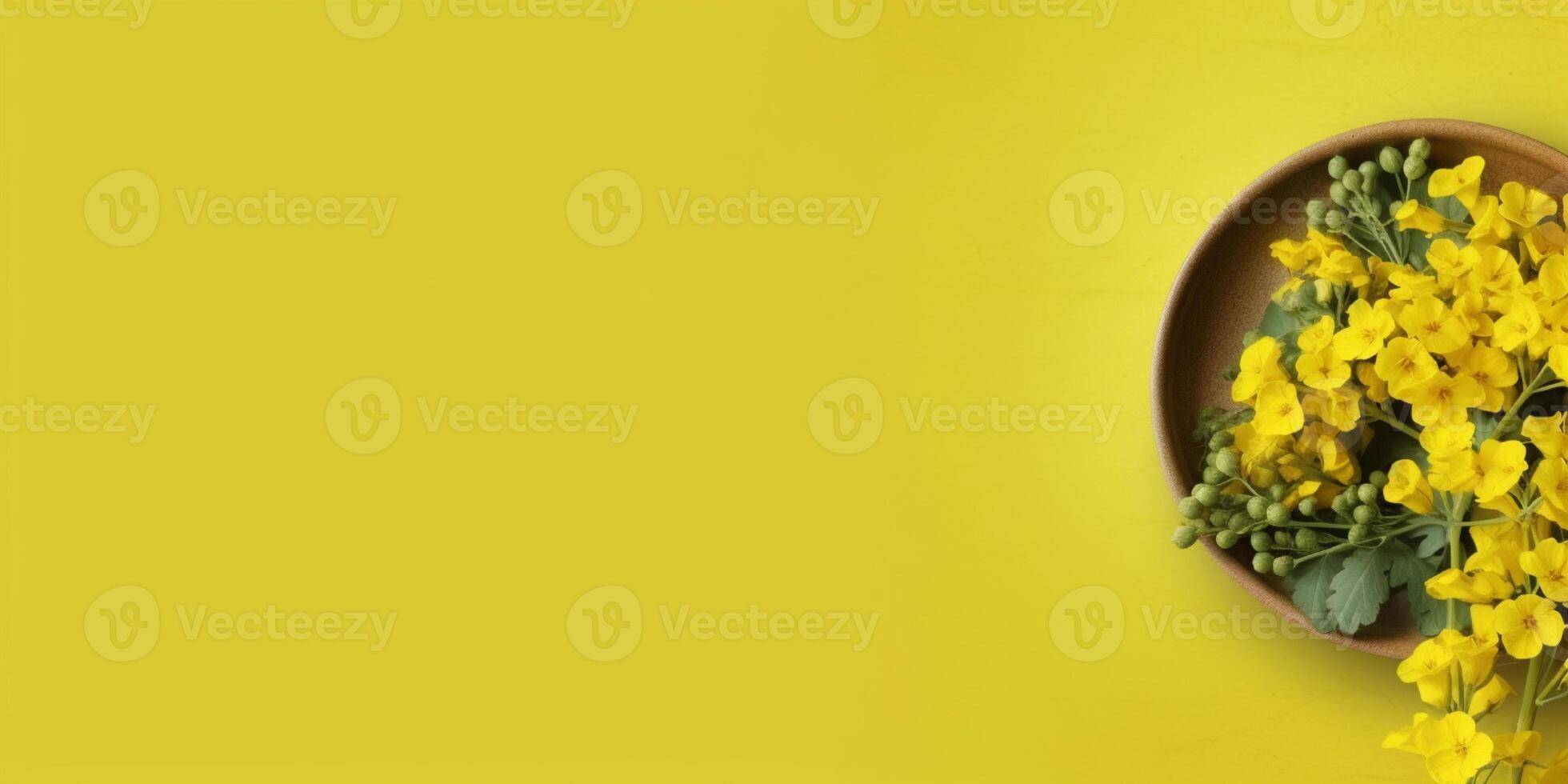 Canola flower oraganic for skin care ingredient, copy space background, photo