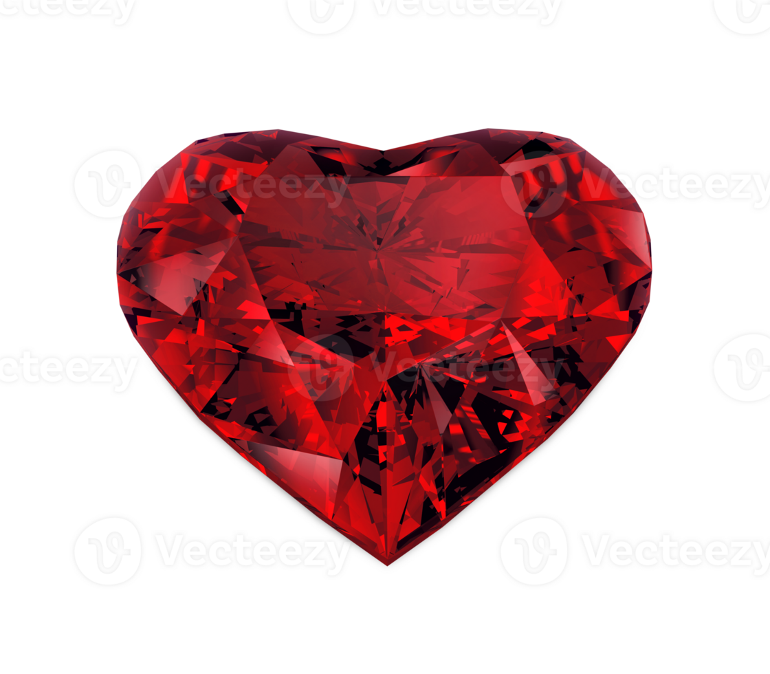 Red heart shaped diamond. on transparent background png
