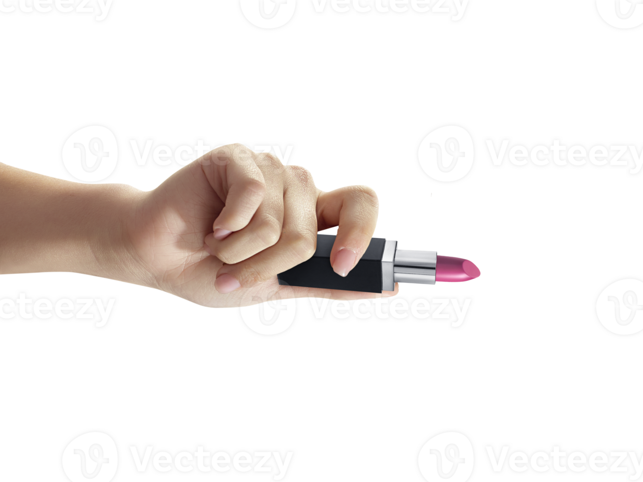 Woman holding lipstick, transparent background png