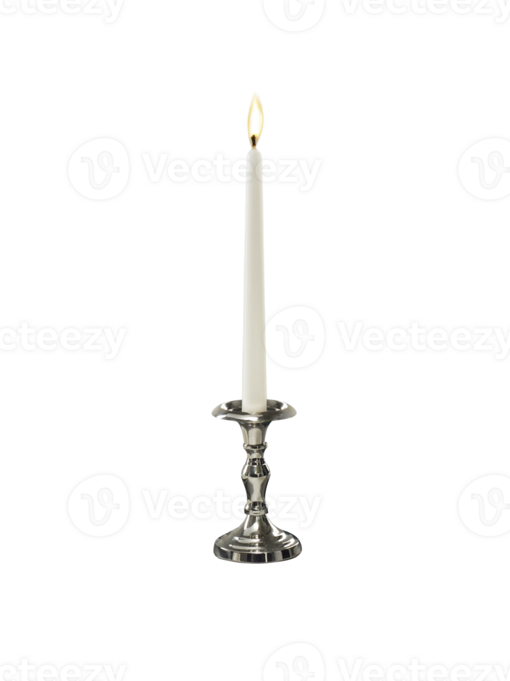 Candle on candlestick, transparent background png