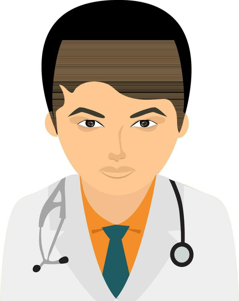 Character of a doctor with stethoscope. vector