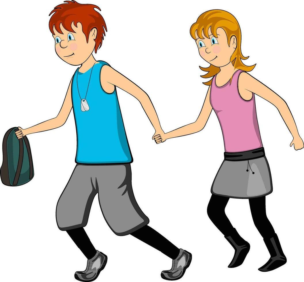 Cartoon characters of boy and girl. vector