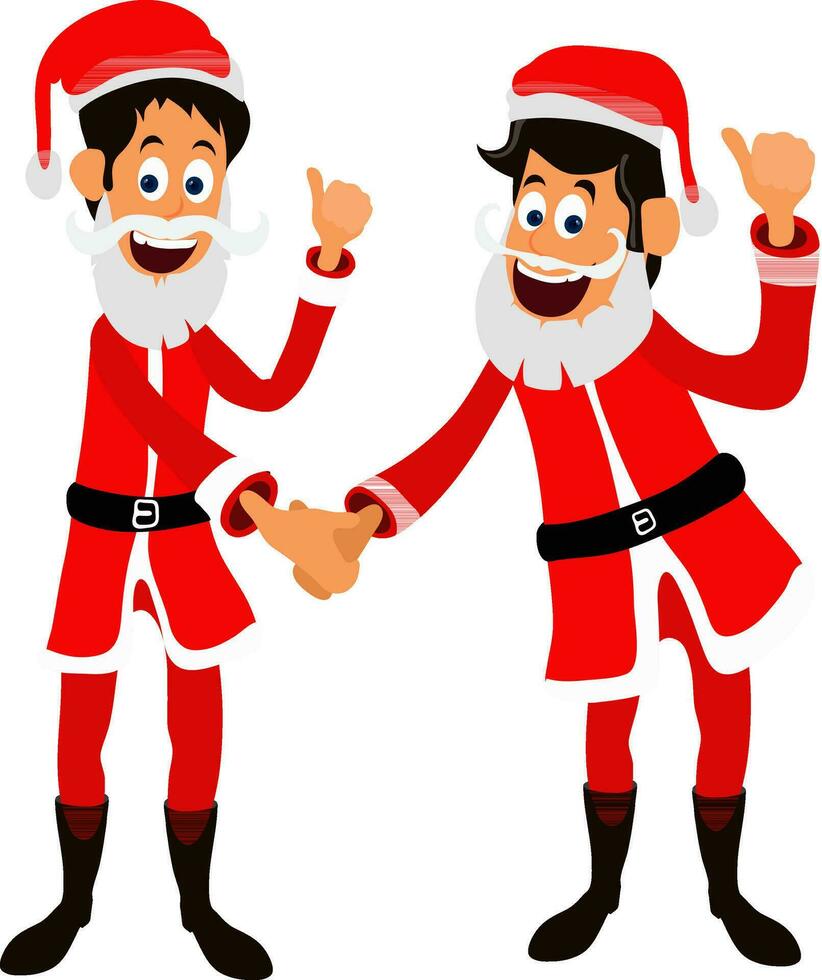 Young boys dressed like Santa Claus for Christmas. vector