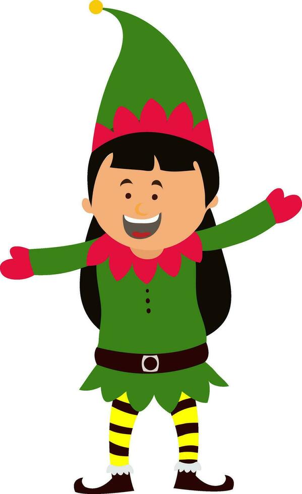 Cute little girl in elf outfits. vector