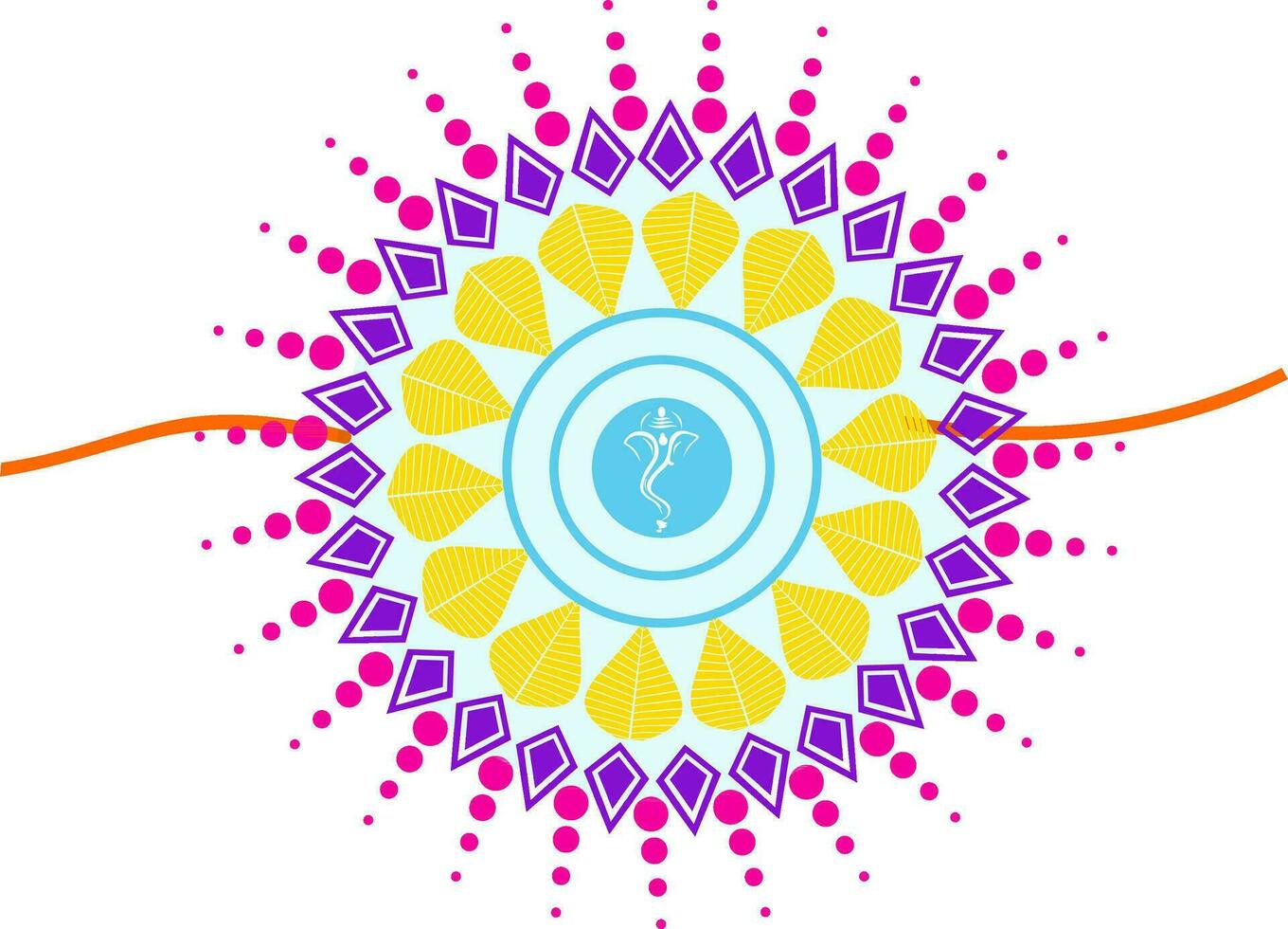 Beautiful Rakhi with hindu Lord Ganesha. vector