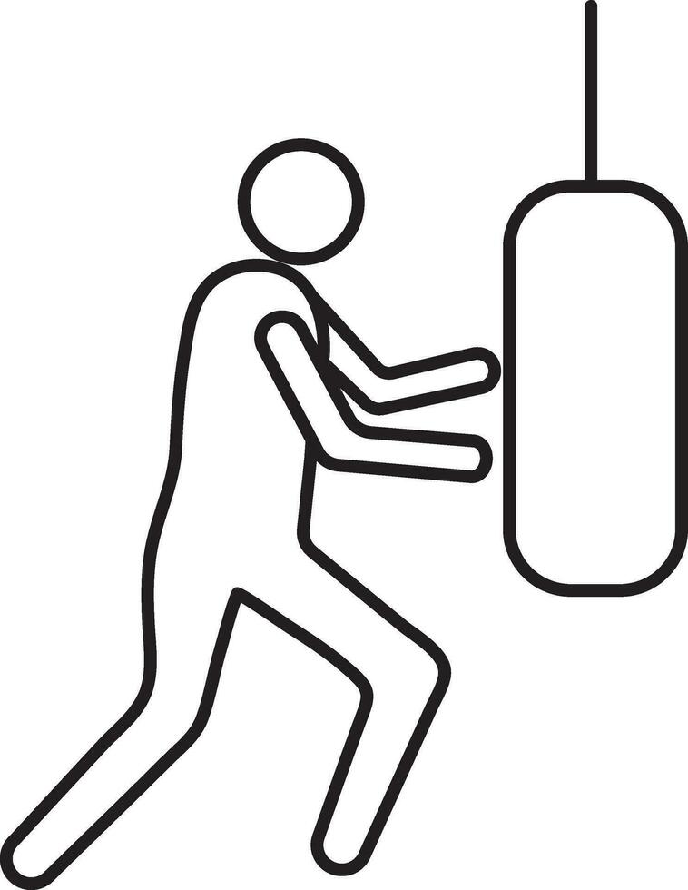 Boxer hitting the punching bag. vector