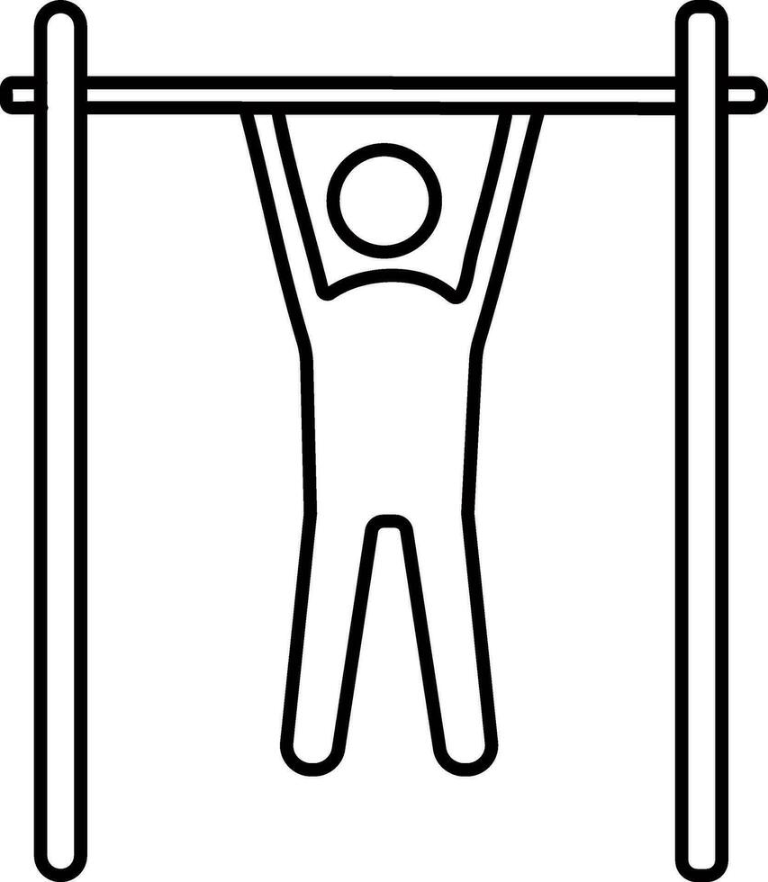 Man doing pull up exercise. vector