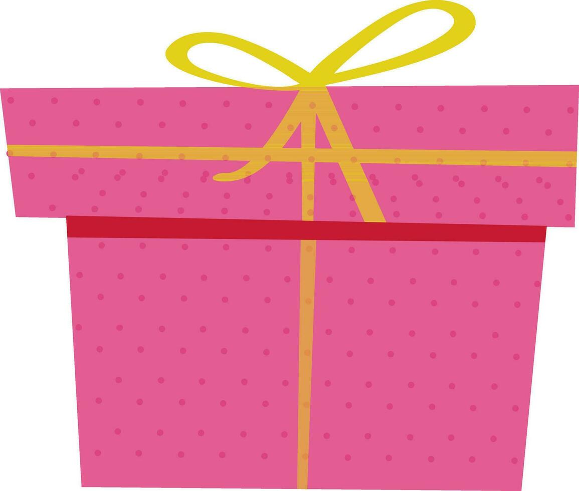 ilustración de rosado regalo caja con amarillo cinta. vector