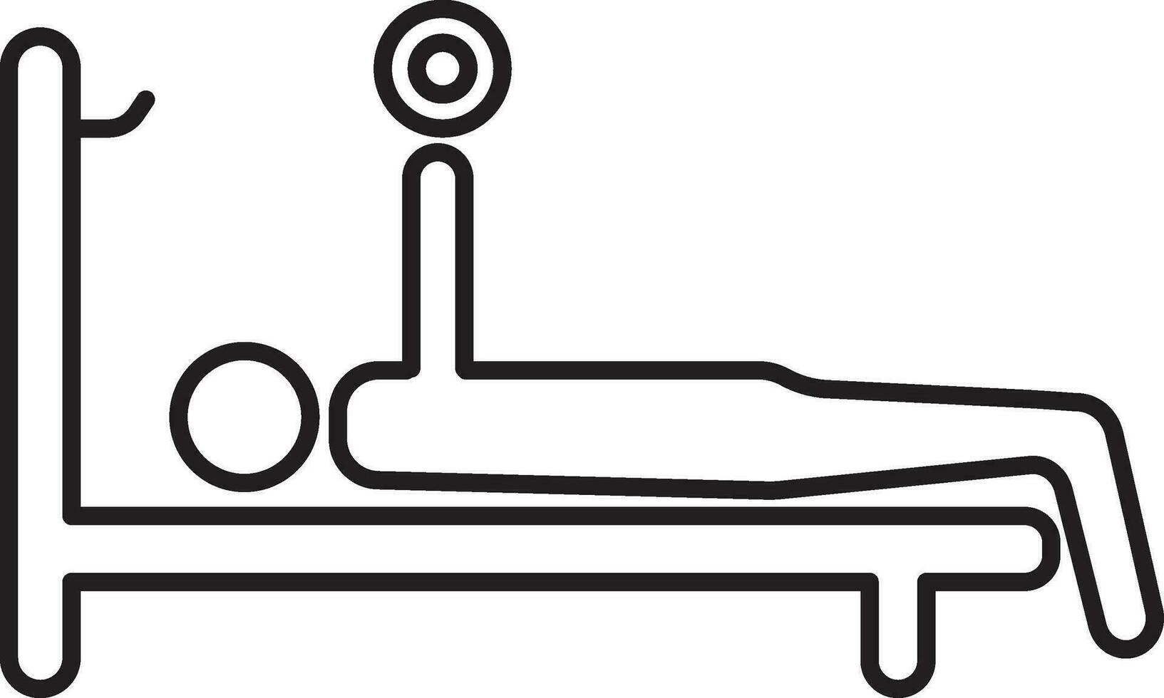 Man lying on bench and lifting barbell. vector