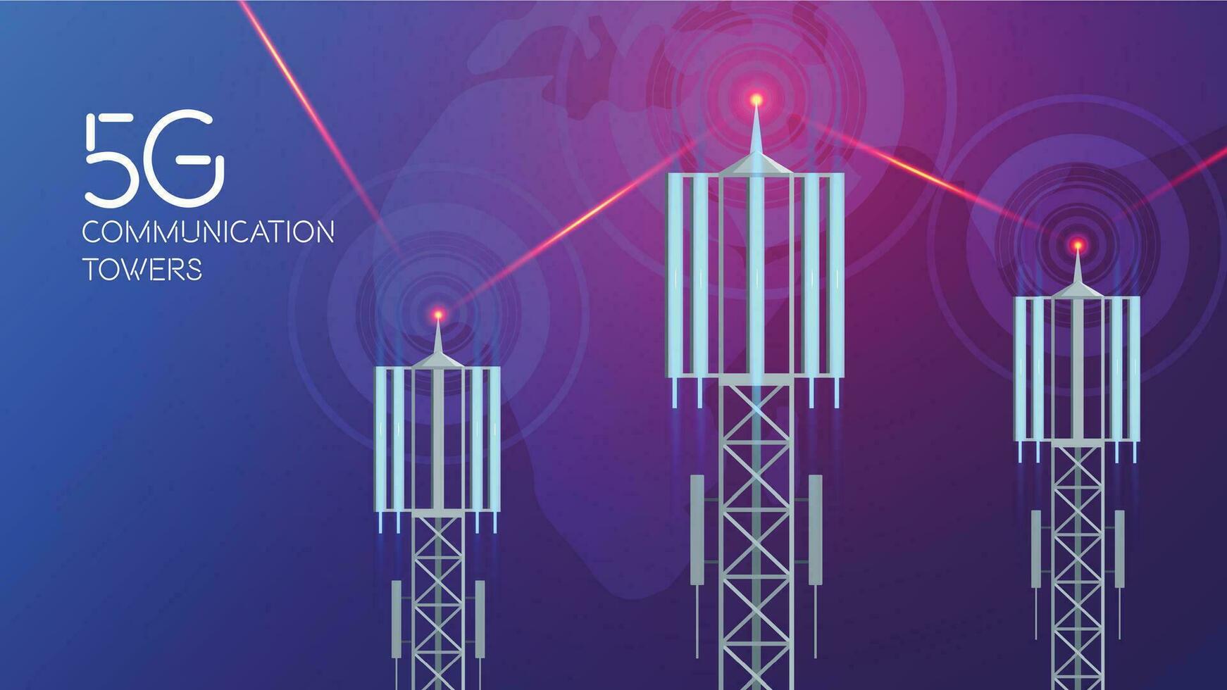 5G Communication Towers Background vector
