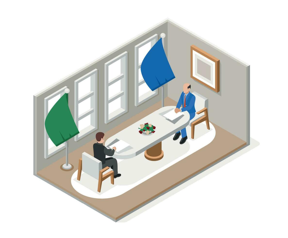 Diplomacy And Diplomat Isometric Composition vector
