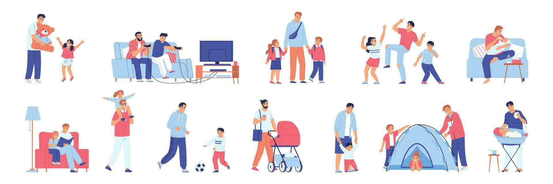 Fathers Flat Set vector