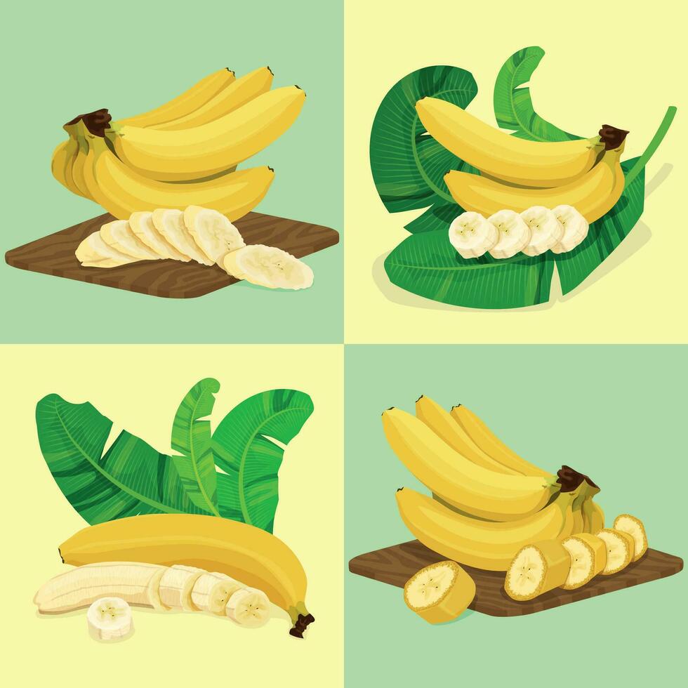 Tropical Banana Serving Compositions vector