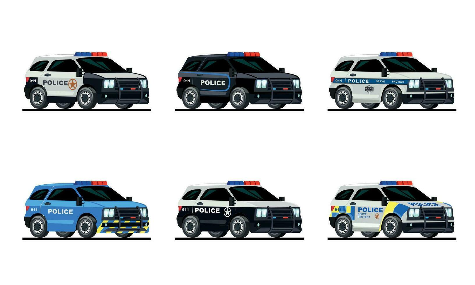 policía carros conjunto vector