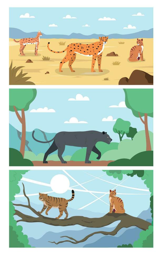 Wild Cats Outdoor Compositions vector