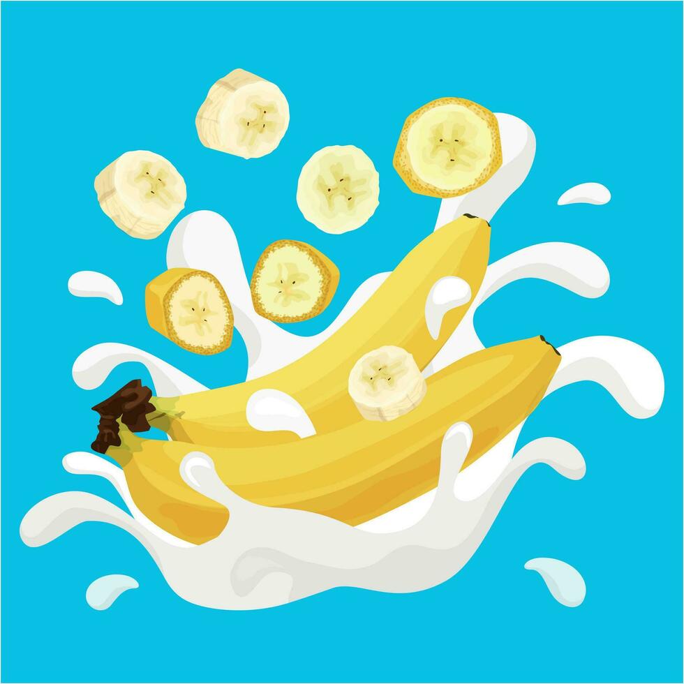 plátano yogur plano composición vector
